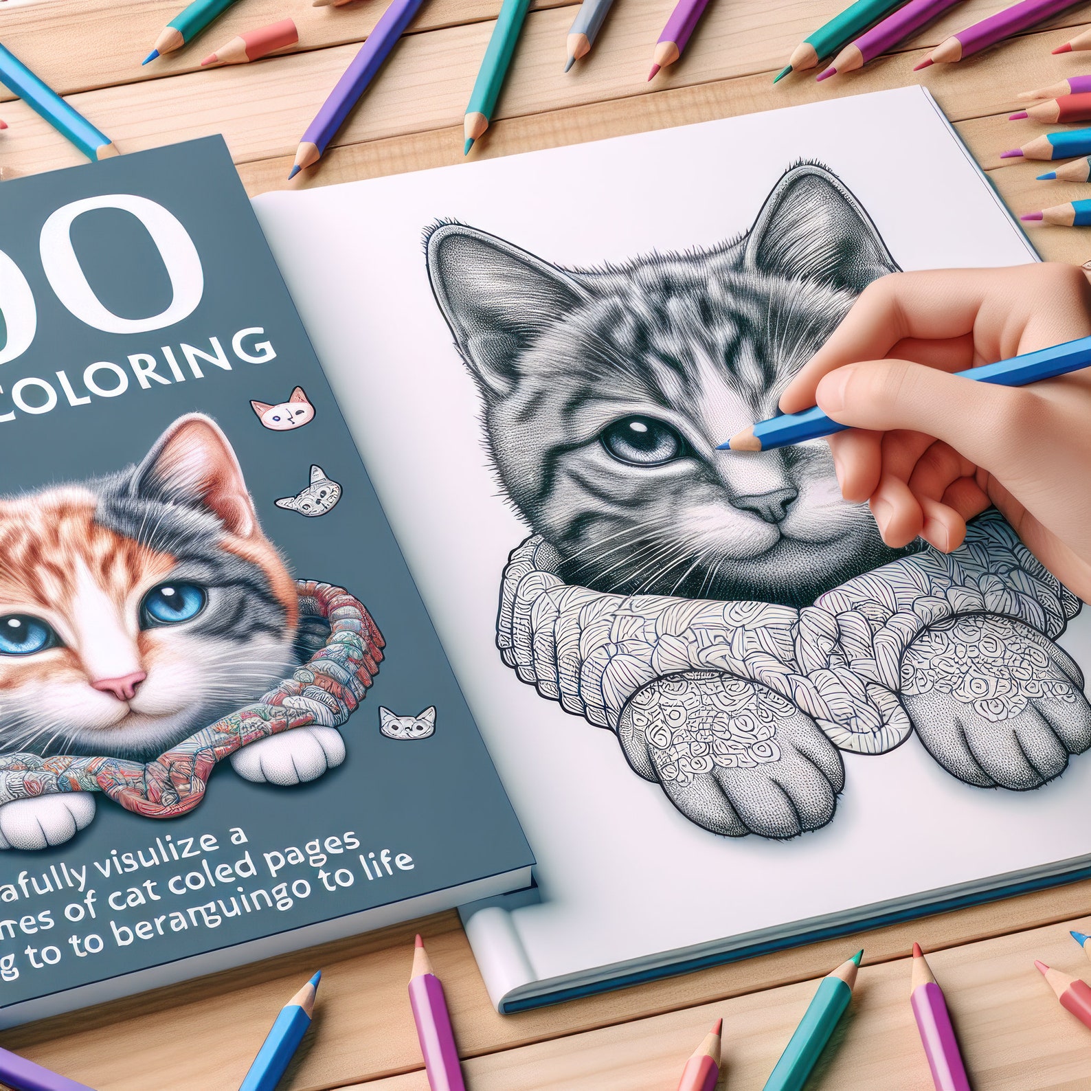 100-page Cat Coloring Book PDF | Digital Download for Kids Adults | Fun ...
