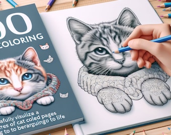 100-Page Cat Coloring Book PDF | Digital Download for Kids Adults | Fun & Relaxing Activity | Ideal Gift | Cat-Themed Coloring Pages PDF
