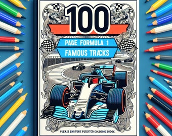 象徴的なF1トラックのデジタルぬり絵ブック、レーシングサーキット 