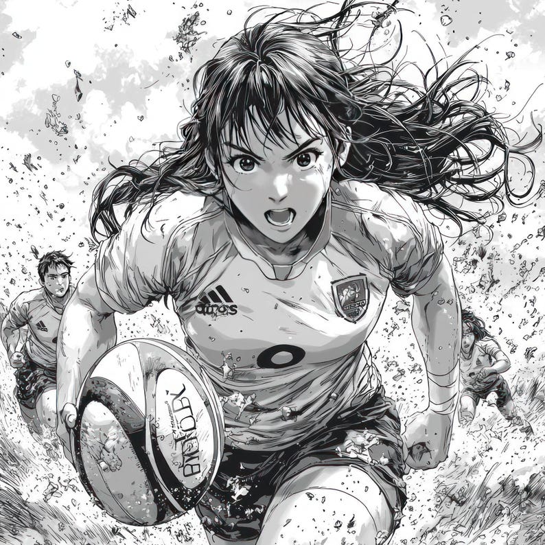 Touch Rugby Printable Picture 100 Pages Digital Touch Rugby Coloring Book PDF for Kids and Adults Fun ...