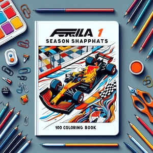 Formule 1 coloring Historic Races - Season Snapshots: Discover our 100 PDF Digital Coloring Book, printable gift for adult and children