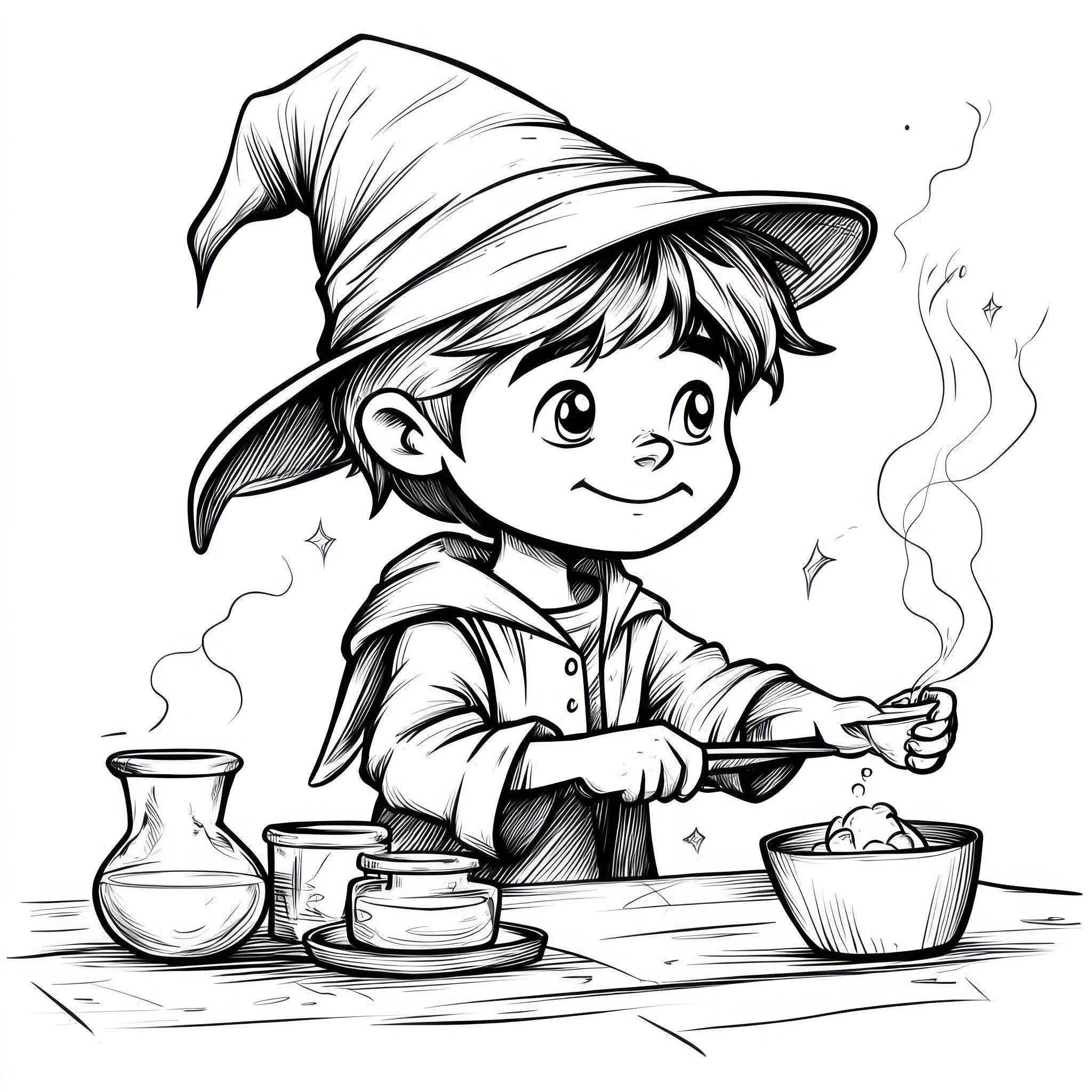 Halloween Witches and Wizards Coloring Book: 100 Pages (digital PDF) - Etsy