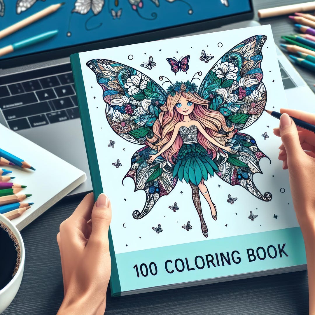 100 Pages Digital Butterfly Fairies Coloring Book PDF for Kids and ...