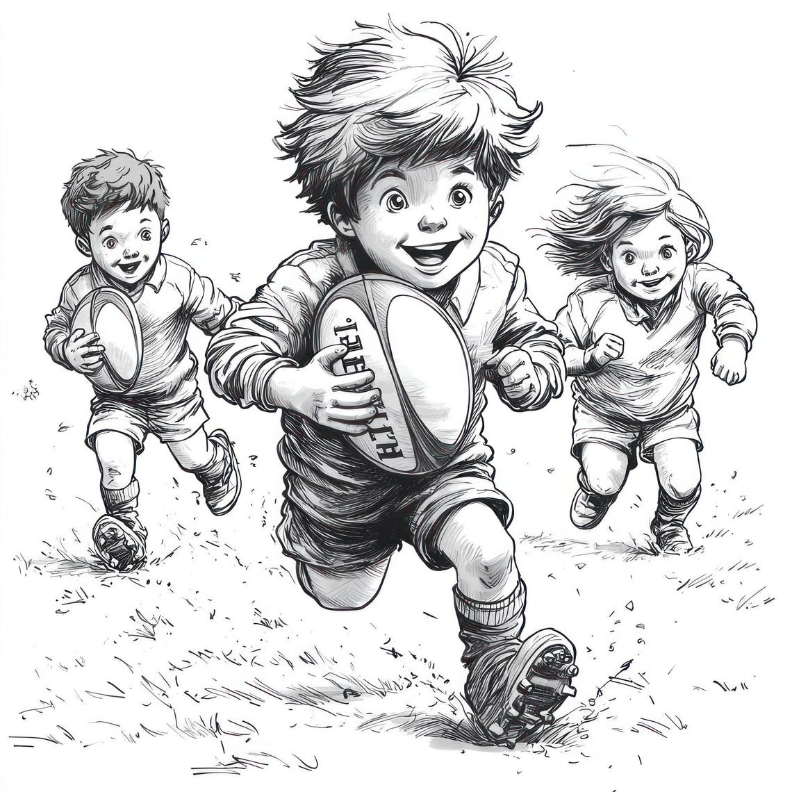 100 Pages Digital Touch Rugby Coloring Book PDF for Kids and Adults Fun ...