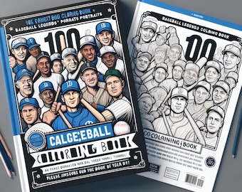 Baseball Coloring Legends Portraits Book, 100 Pages PDF, Downloadable, Historical Figures, Digital Fun coloring activity, Baseball gift
