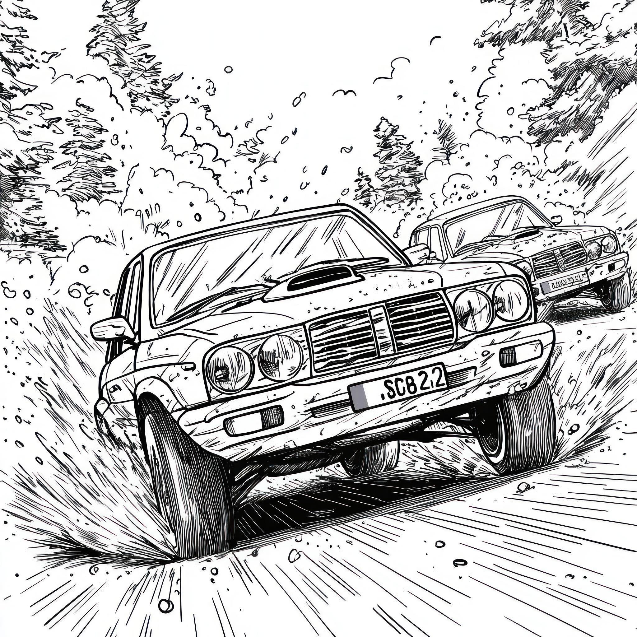 Kub Car Racing Rally Colouring Page 100 Rally Pages Racing Coloring Book Digital PDF for Kids and Adults ...