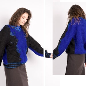 eleganter Vintage Mohair Pullover mit entzückenden Details gearbeitet