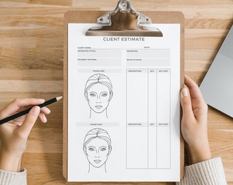 Female Face Client Estimate Sheets for Aesthetic Consults