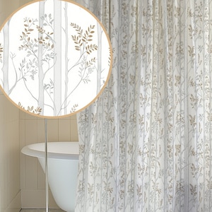 Vintage Tree shower curtain white bathtub curtain striped retro shower stall curtain farmhouse grey shower curtain floral bathroom farmhouse
