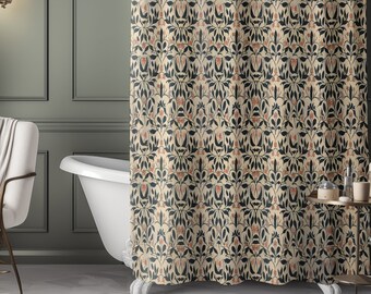 Floral Retro Duschvorhang William Morris Duschvorhang Boho Duschvorhang botanische Duschvorhang beige Duschvorhang Blumen Bauernhaus