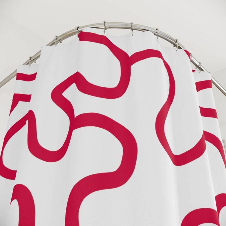 Pink Shower Curtain Abstract Retro Shower Curtain Fun Shower Curtain Cute Shower Curtain