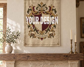 Custom Coat of Arms Woven Tapestry Personalized Family Crest Wall Hanging Heraldic Banner Woven Heirloom Medieval Wall Decor Gift