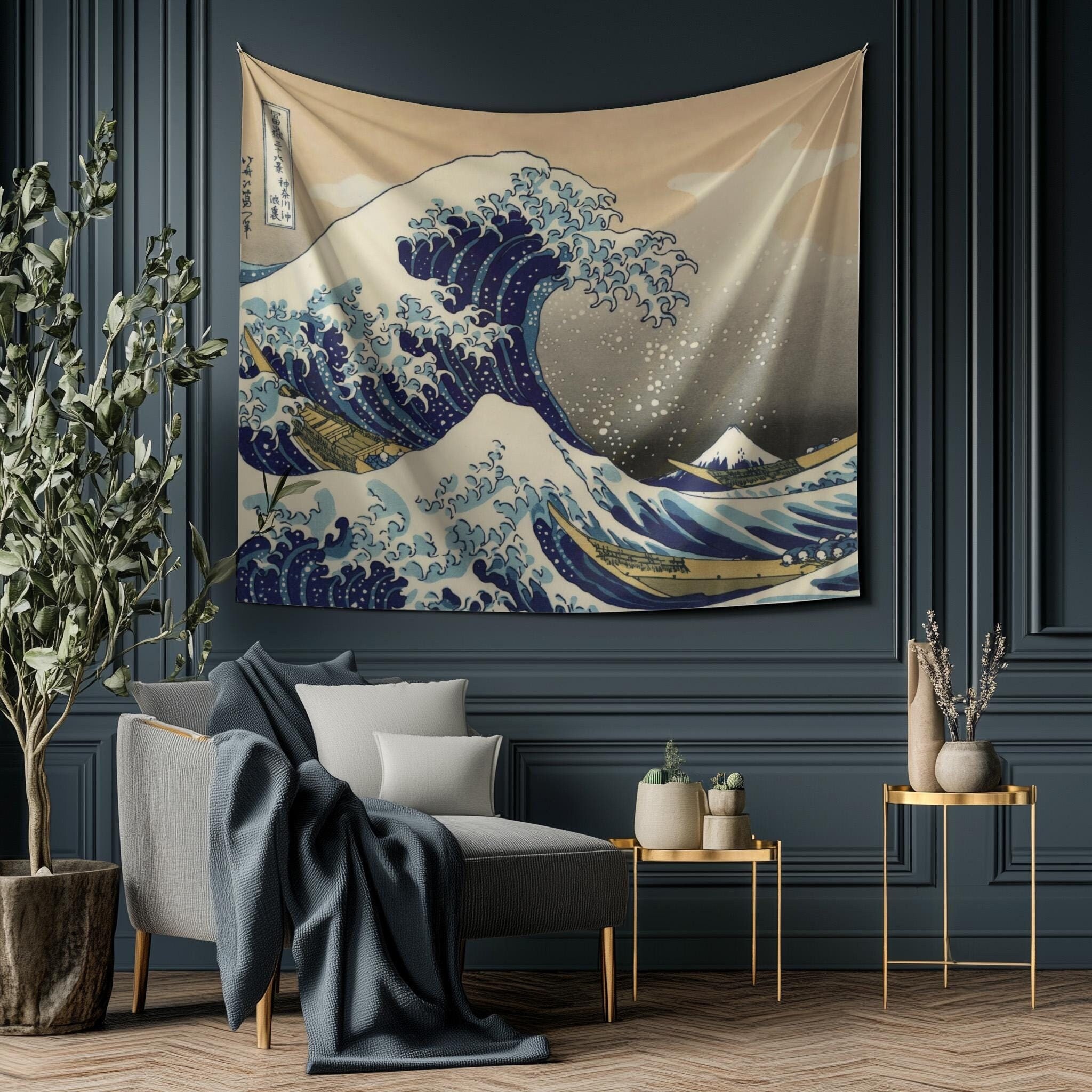 The Great Wave Tapestry Etsy