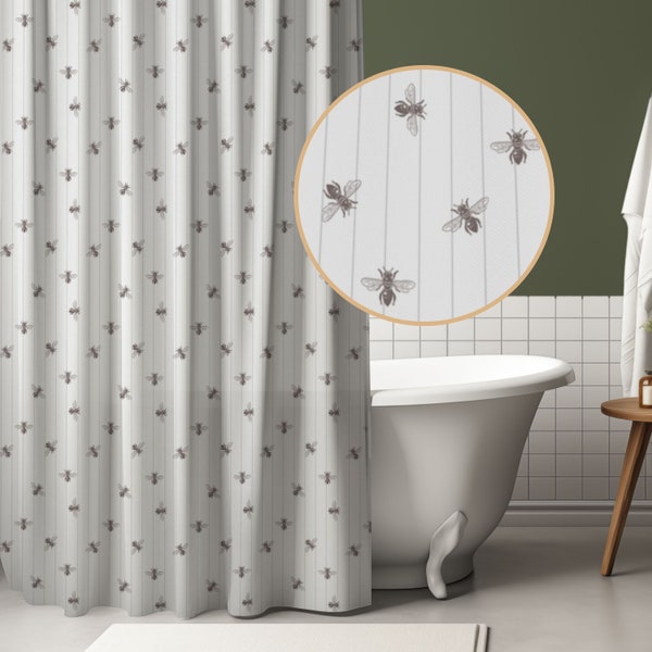 Farmhouse shower curtain Retro shower Curtain Cute Shower Curtain Farmhouse Bath Curtain Bee Bathroom Accessoire Cottagecore shower curtain