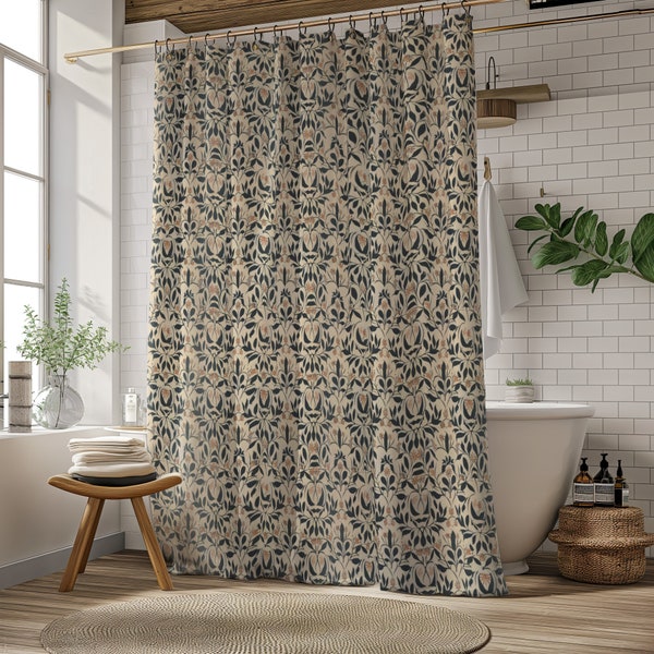 Floral Retro shower curtain William Morris shower curtain retro shower curtain guest bathroom accessoires art nouveau shower curtain floral