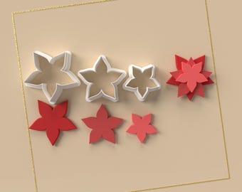 Set di stampi per argilla a forma di stella di Natale, file di stampa 3D (download digitale)