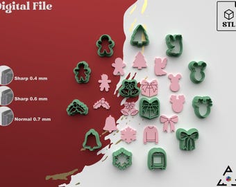 Taglierina per argilla polimerica/Bundle Xmas/File STL digitale per l'uso in una stampante 3D