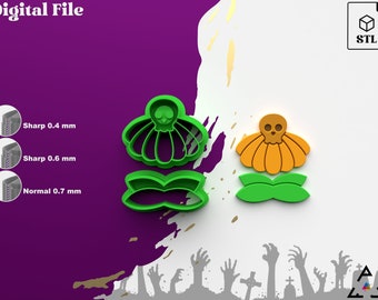 Taglierina in argilla polimerica a forma di teschio di fiori: stampa 3D di Halloween (file .STL)