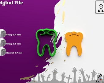 Tagliabiscotti a forma di denti: 6 misure, tagliabiscotti in argilla per Halloween (file digitale .stl)