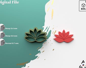 Taglierina per argilla polimerica Lotus: 6 dimensioni, 3 versioni (file STL digitale)