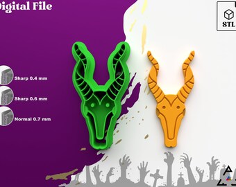 Tagliabiscotti a forma di teschio di antilope: file .stl di Halloween (download digitale)