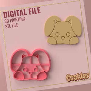 Cookie Cutter Bunny 2* 1 size 3 version cut/Digital .Stl File for Use in a 3D Printer