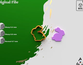 Taglierina per pasta polimerica a forma di coniglietto pasquale: file STL per stampante 3D