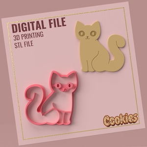 Cat Cookie Cutter, Cute Pet Baking Tool, Kitten Cookie Mold, Digital File for 3D Printing, Animal Lover Gift