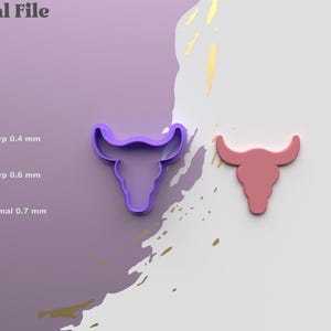 Bull Head Polymer Clay Cutter/ Cutter size 6 version 3 cut/ Digital STL file for use in a 3D printer