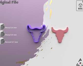 Taglierina per argilla polimerica a forma di testa di toro: file STL per stampante 3D (download digitale)