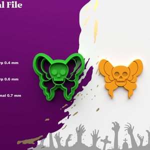 Polymer Clay Cutter Skull Butterfly *6 size 3 cutting version/Halloween/Digital .Stl file for use in a 3D printer
