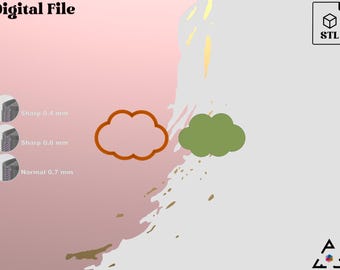 Taglierina per argilla polimerica Cloud / File STL digitale / 9 dimensioni / 3 versioni di taglierina