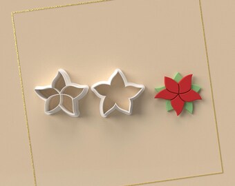 Poinsettia Clay Cutter Set: Holiday Jewelry 3D Print File (STL)