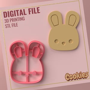 Cookie Cutter Bunny 1* 1 size 3 version cut/Digital .Stl File for Use in a 3D Printer