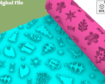 Rullo per texture in argilla polimerica XMAS D3/file STL digitale per l'uso su una stampante 3D
