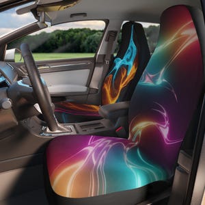 Sleek Abstract Car Seat Covers - Colorful Dance Design, Car Decor, Auto Accessories, Gift for Drivers, Road Trip Essentials, Vibrant Style