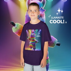 Colorful Llama Kids Tee - Groovy Vibes Cotton Shirt for Kids, Fun Gift for Birthday, Dance Party, or Celebration, Cute Rainbow Tee