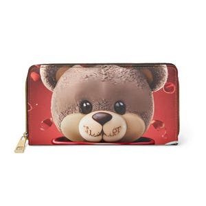 Reißverschluss-Geldbörse - Der glückliche Teddy Teddybär, Geldbörse, Kartenhalter, kleine Geldbörse, niedliche Geldbörse, Geschenk für Tierliebhaber