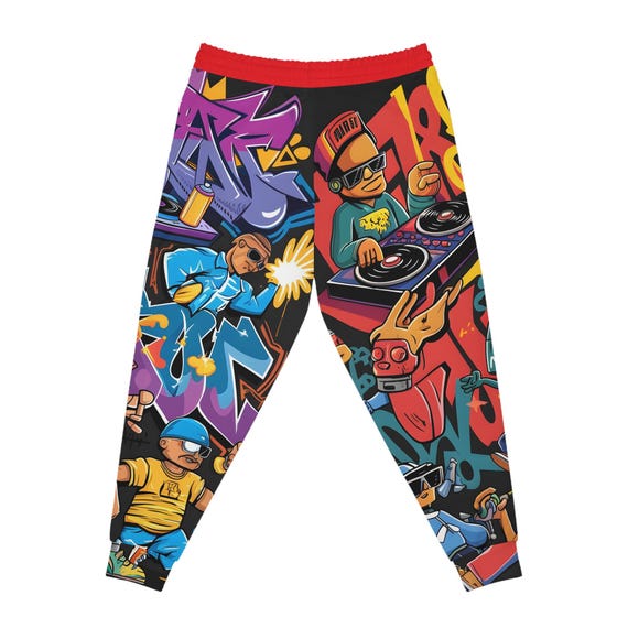 Pantalones deportivos de hip hop con grafiti, pantalones de