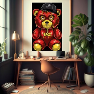 EVIL BEAR "Sinister Teddy: Creepy Plush Digital Pattern - Unleash Evil Cuteness Instantly! DIY Horror Toy Template png dtf files