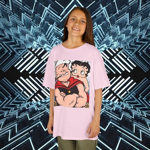 Koszulka dziecięca z motywem kreskówek w stylu vintage – świetna zabawa dla chłopców i dziewcząt, koszulka graficzna z motywem Popeye’a i oliwkowego oleju, idealna na urodziny, spotkania towarzyskie i wydarzenia rodzinne,