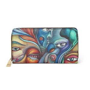 Portefeuille à fermeture éclair, Design artistique sophistiqué, Porte-monnaie élégant, Porte-cartes tendance, Porte-monnaie élégant, Organiseur de poche unique, Argent liquide à la mode