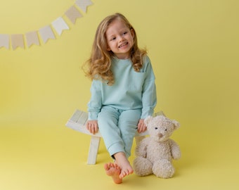 Oversize sweat set “Turquoise” | Jogging suit for children/babies | Two-piece | Sweatshirt | Sweatpants | Baby & Children's Clothing | MINNIQ®