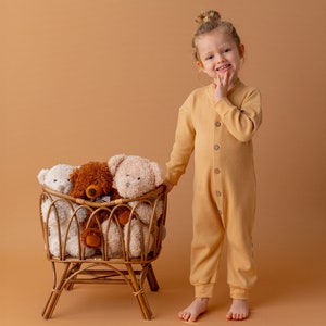 Waffle romper Caramel Rompers for girls and boys Waffle knit Waffle fabric Cotton Baby & Children's Clothing MINNIQ® image 2