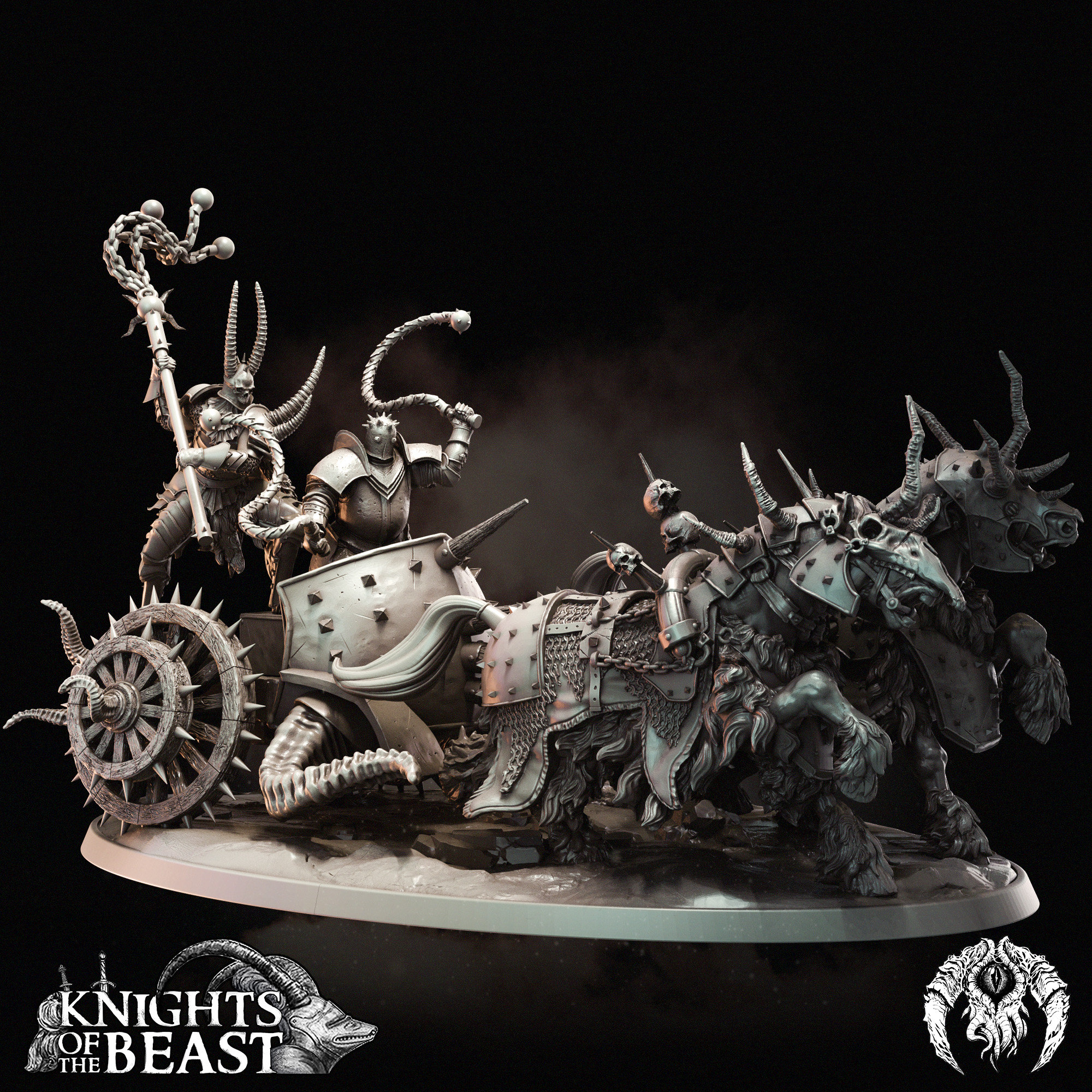 Undead Boyar Chariot Skeleton Carriage Miniature, D&D DnD