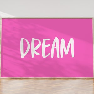 Traum Pink Ästhetische Wandkunst Inspirational Poster für Tween Girl, Motivation Print Studentenwohnheim Zimmer Dopamin Dekor College Wohnung druckbare Kunst