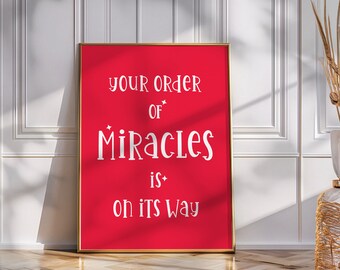 Preppy Inspirational wall art, Uplifting quote poster, Red affirmation print, Above bed teens room decor, College dorm apartment aesthetic