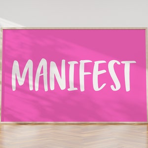 Manifest Poster, Pink Inspiration Zitat Druck, Dopamin Decor, Girly College Wohnung, spirituelle Wandkunst, druckbare Motivation für Jugendliche