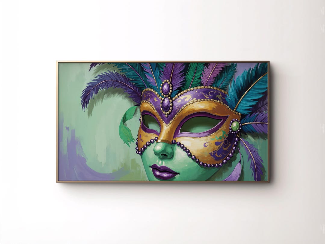 Frame TV Art Mardi Gras, Textured Carnival Mask Painting, Colorful ...