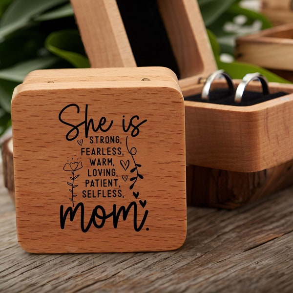 Mother's Day Ring Box, Engraved Mum Blessing Ring Box, Mom Life Blessed Mama Jewelry Box,Ring Jewelry Box for Mom, Mother's Day Gift for Her